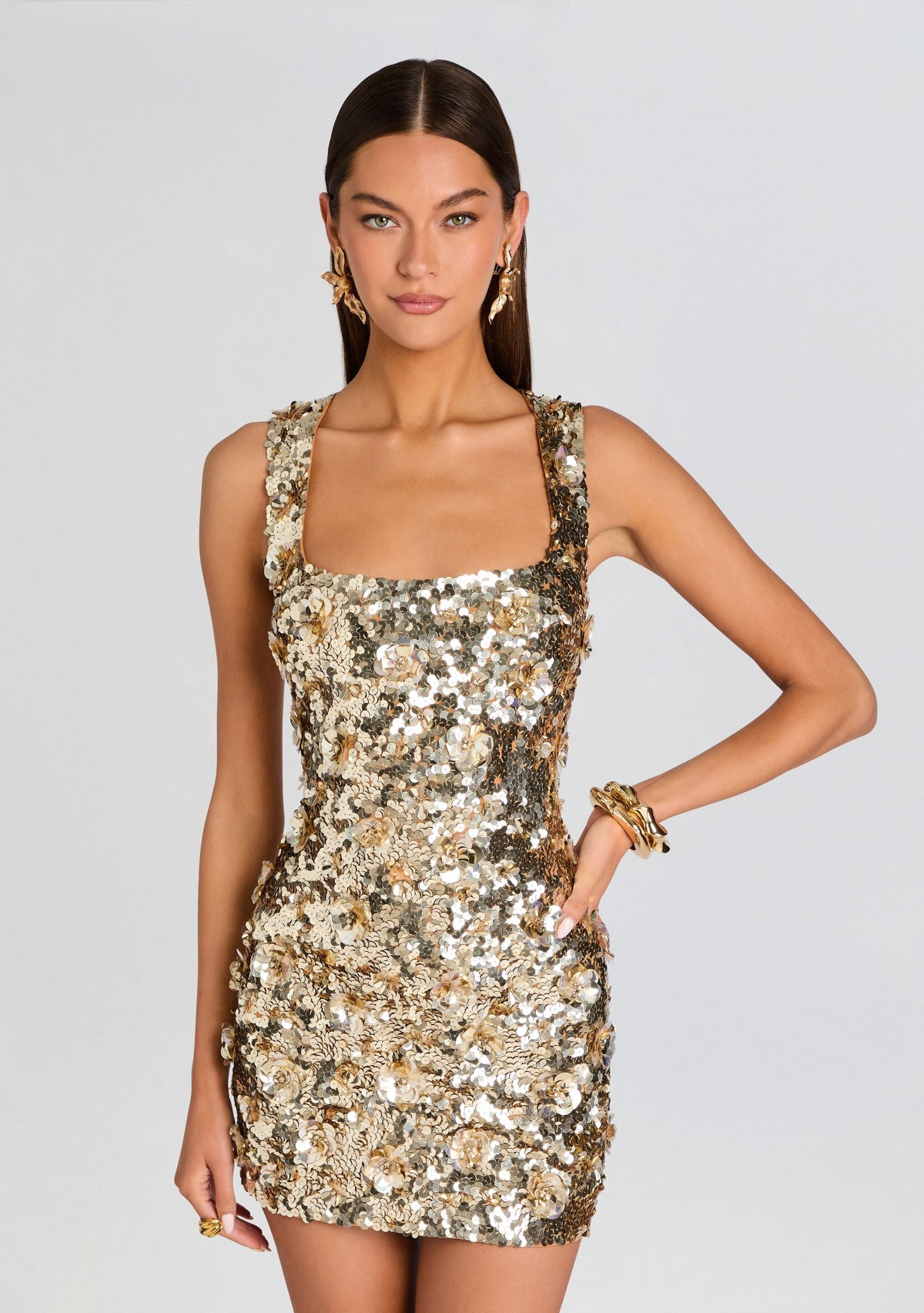 Sadlyn Sequin Dress by retrofête in Gold, product image 5