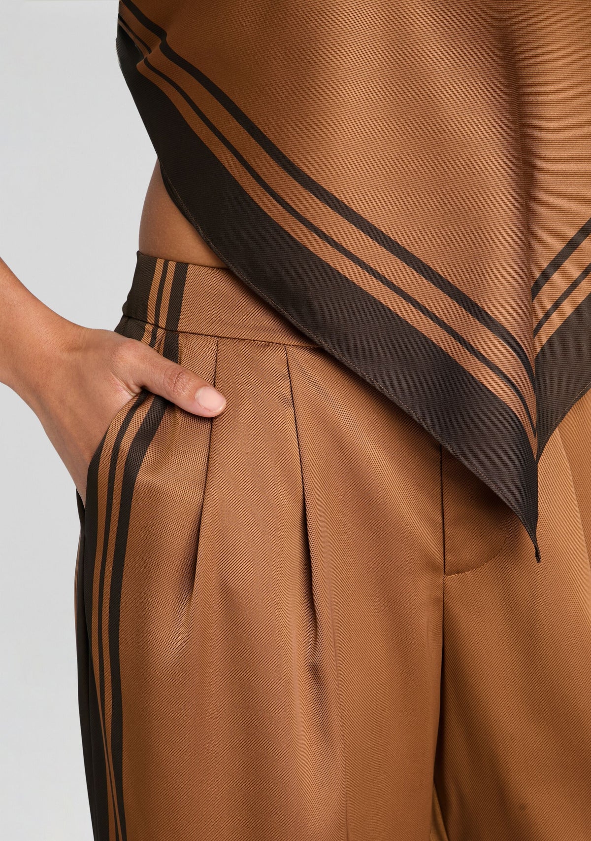 Marlowe Satin Pant by SEROYA in Bosun Brown Tile, product image 3