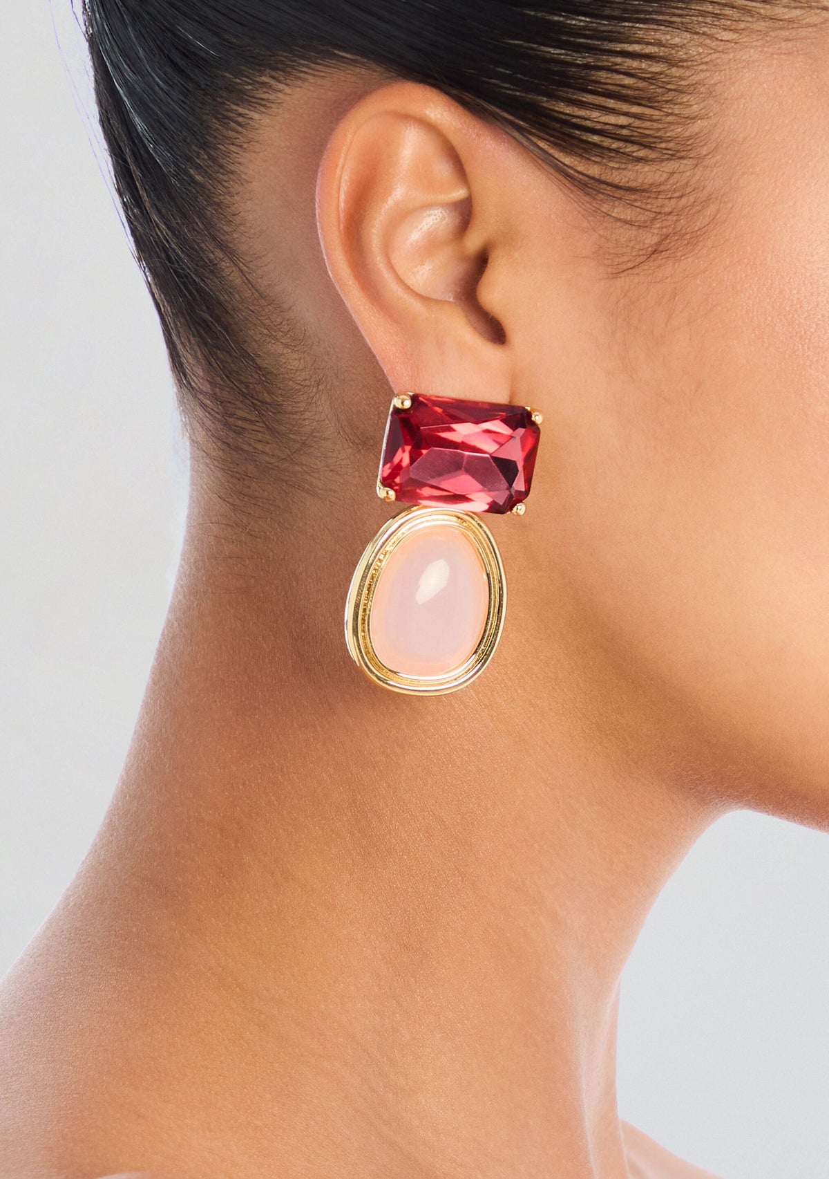 Beth Earrings by retrofête in Gold/PinkQuartz, product image 2