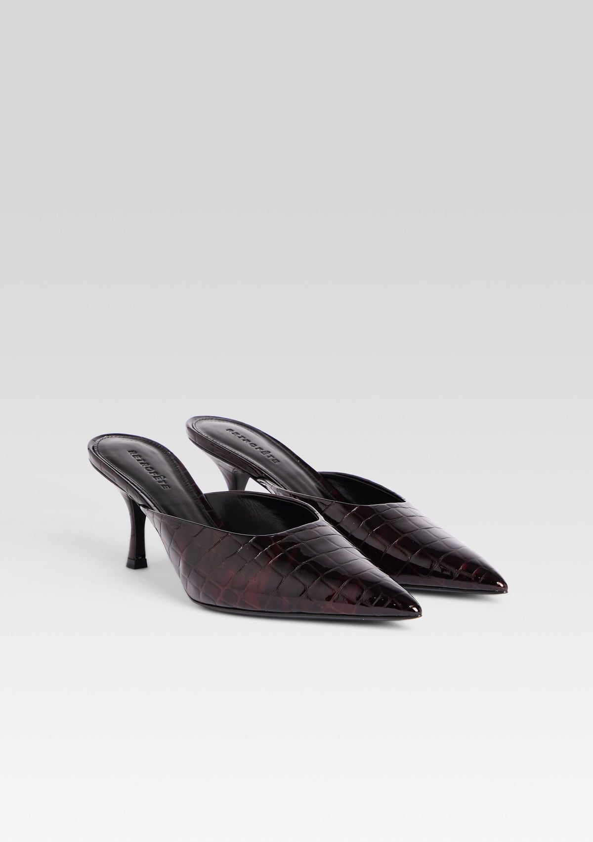 Bonnie Leather Mule by retrofête in Burgundy Croco, product image 3