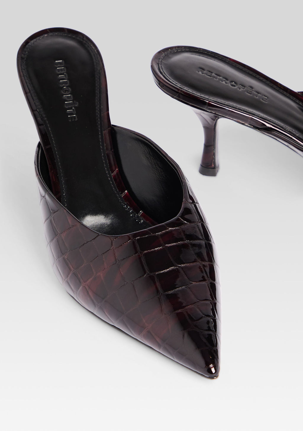 Bonnie Leather Mule by retrofête in Burgundy Croco, product image 4