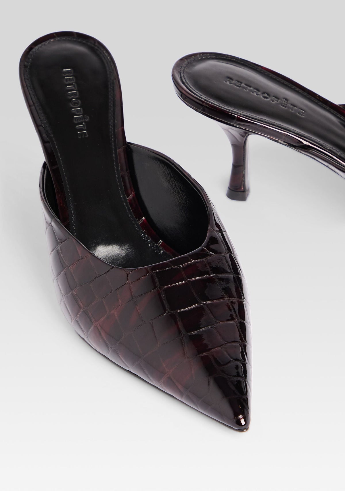 Bonnie Leather Mule by retrofête in Burgundy Croco, product image 4