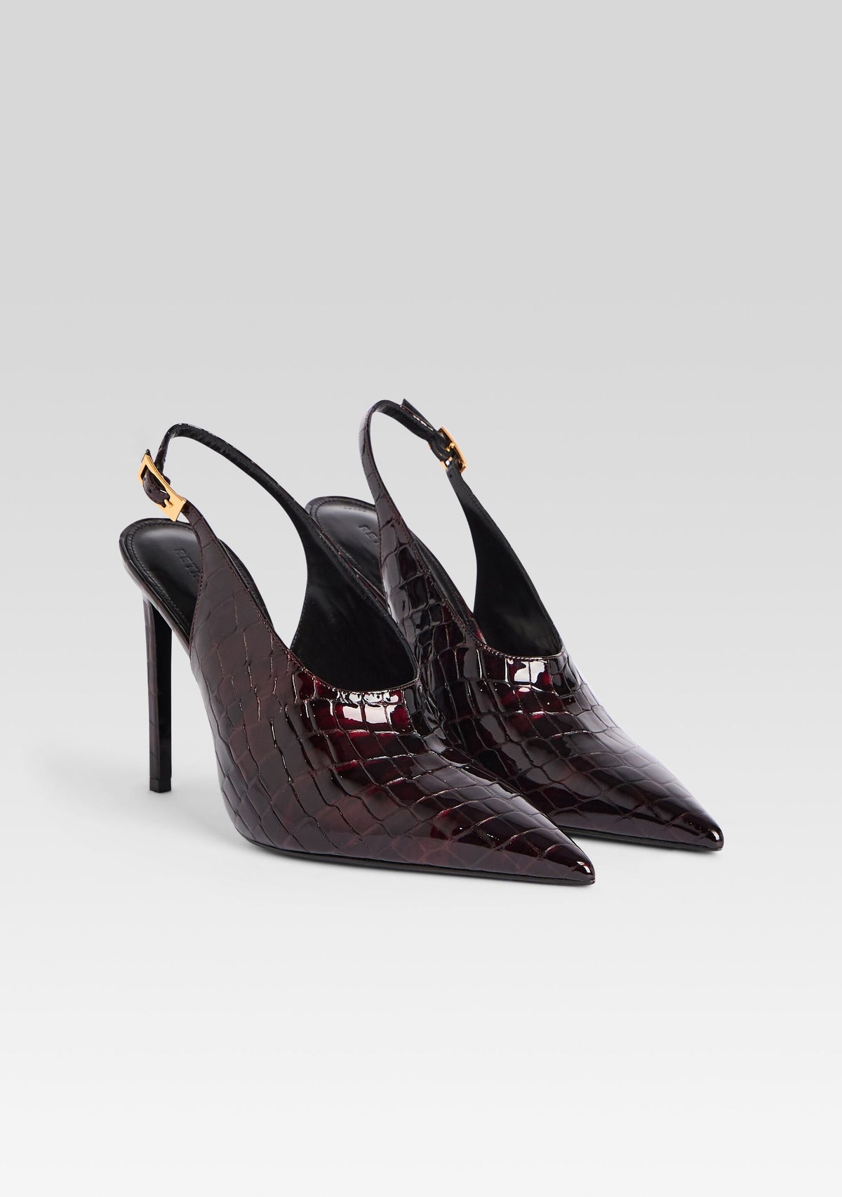 Celia Leather Slingback by retrofête in Burgundy Croco, product image 2