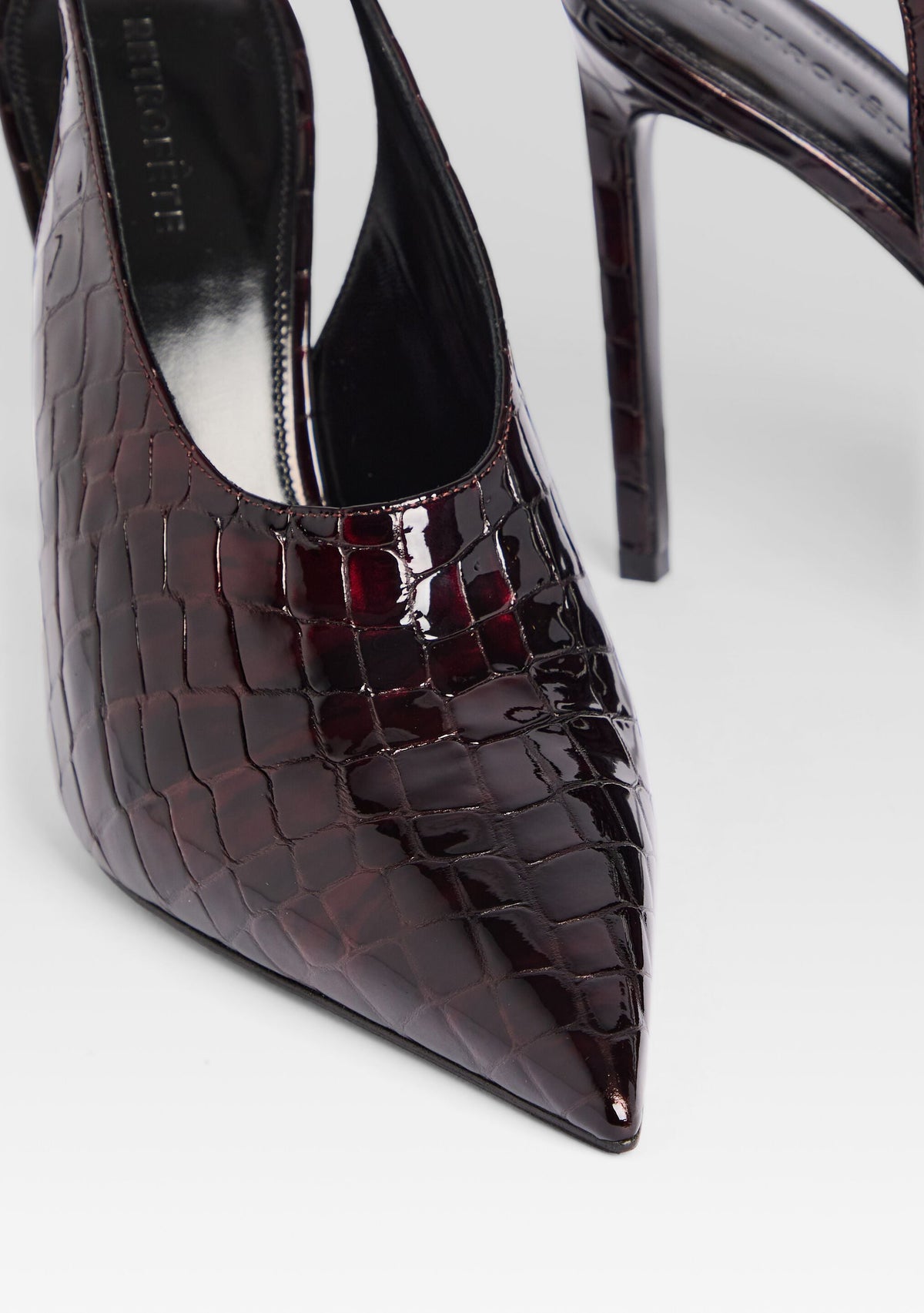 Celia Leather Slingback by retrofête in Burgundy Croco, product image 3
