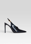 Celia Leather Slingback by retrofête in Navy Croco, product image 1
