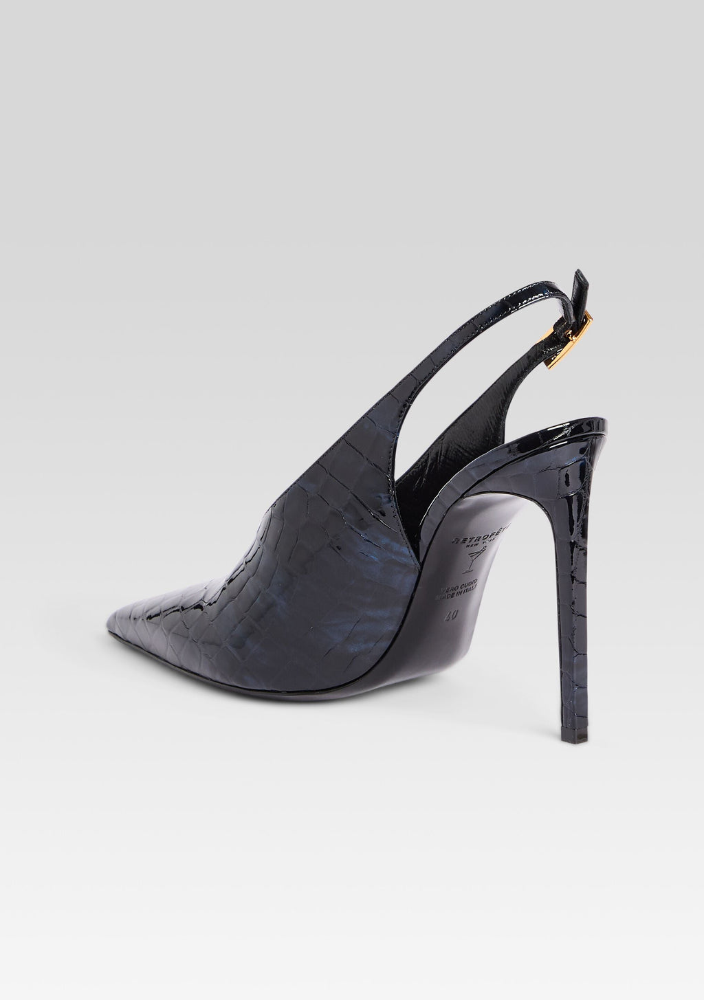 Celia Leather Slingback by retrofête in Navy Croco, product image 5