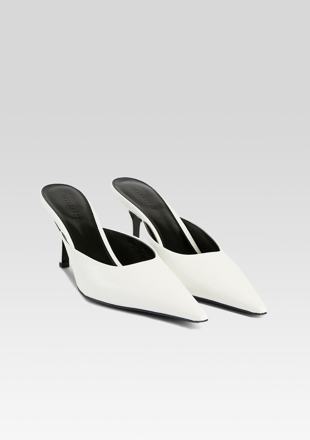 Daphne Leather Mule by retrofête in White, product image 3