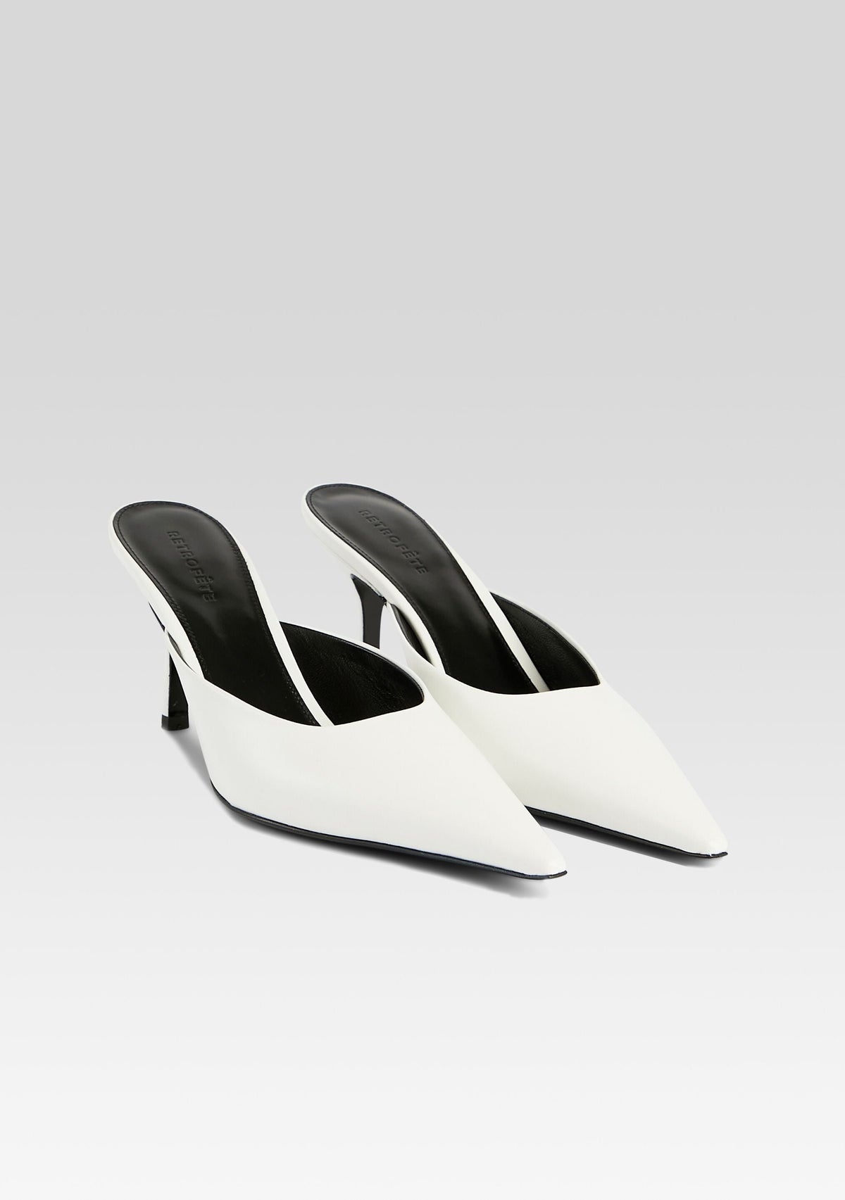 Daphne Leather Mule by retrofête in White, product image 3