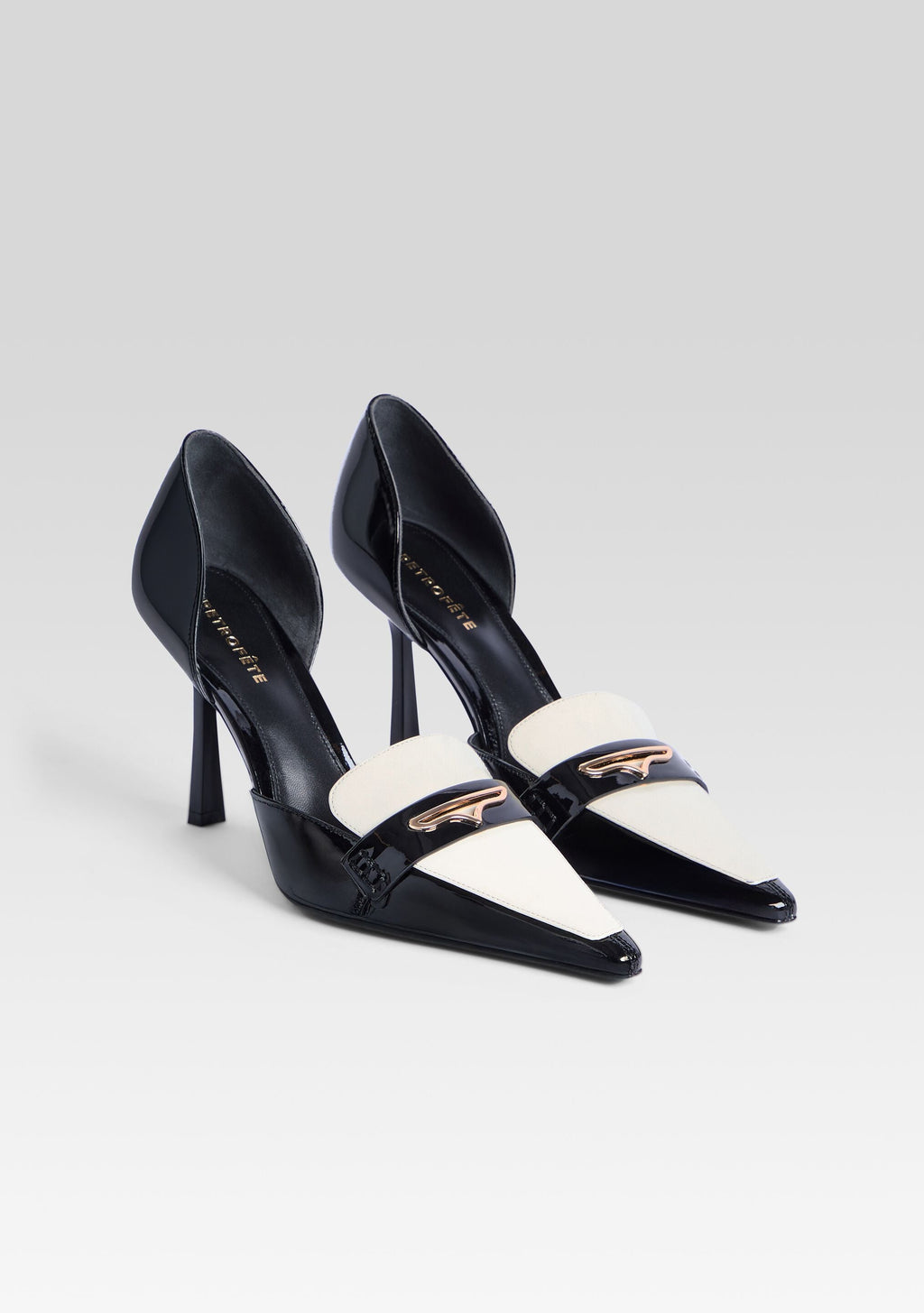 Lida Leather Loafer by retrofête in Black/Cream, product image 4