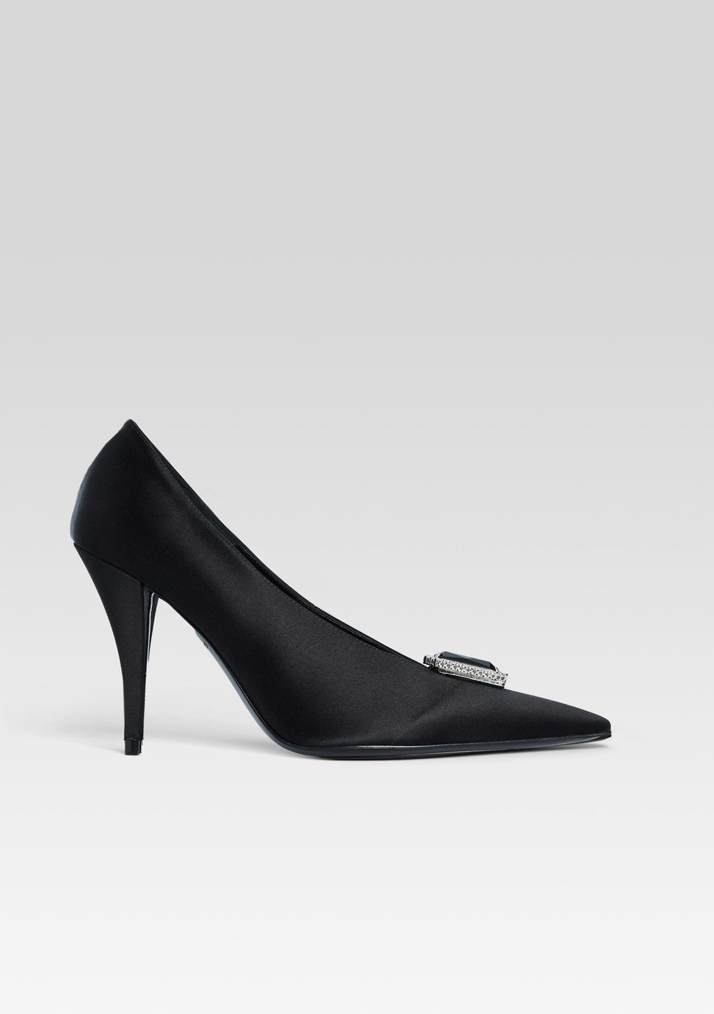 Corinna Satin Heel by retrofête in Black with Gemstone, product image 1