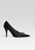 Corinna Satin Heel by retrofête in Black with Gemstone, product image 1