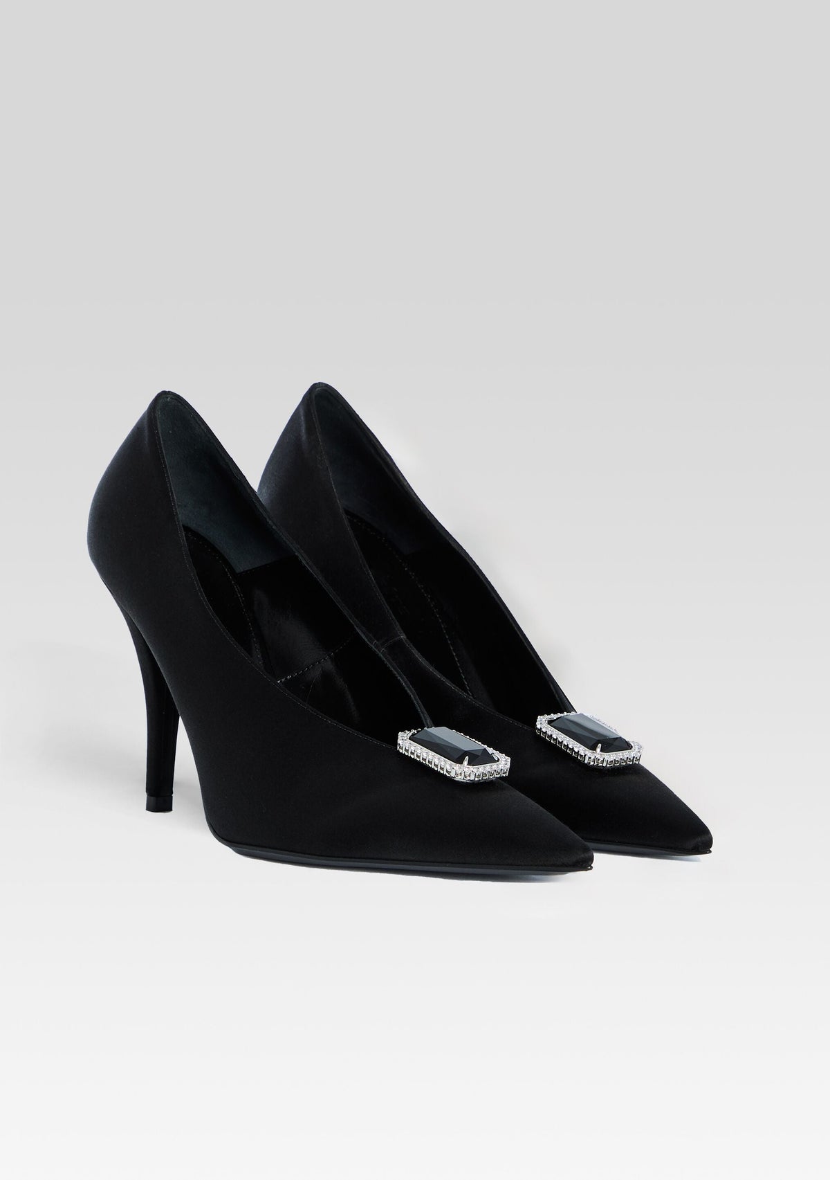 Corinna Satin Heel by retrofête in Black with Gemstone, product image 3