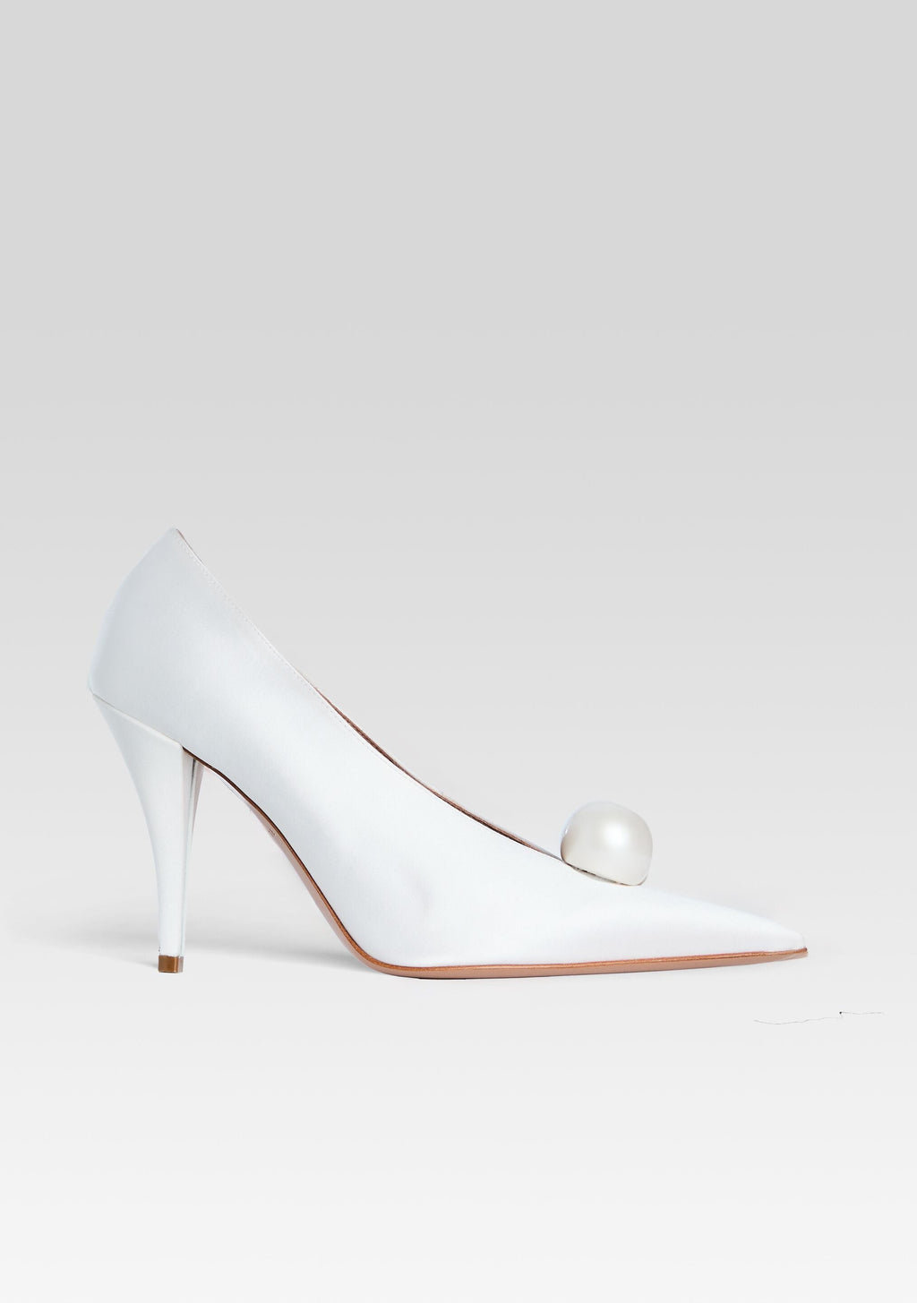 Corinna Satin Heel by retrofête in Winter White w Pearl, product image 1