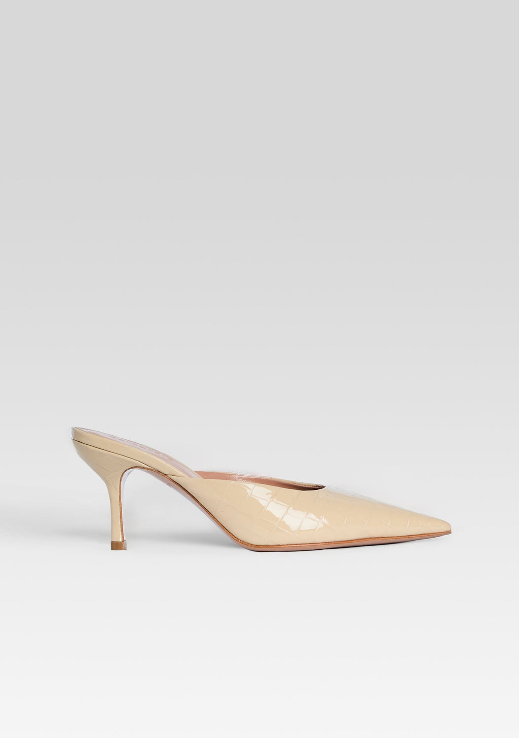Francesca Leather Kitten Mule by retrofête in Latte Croco, product image 1