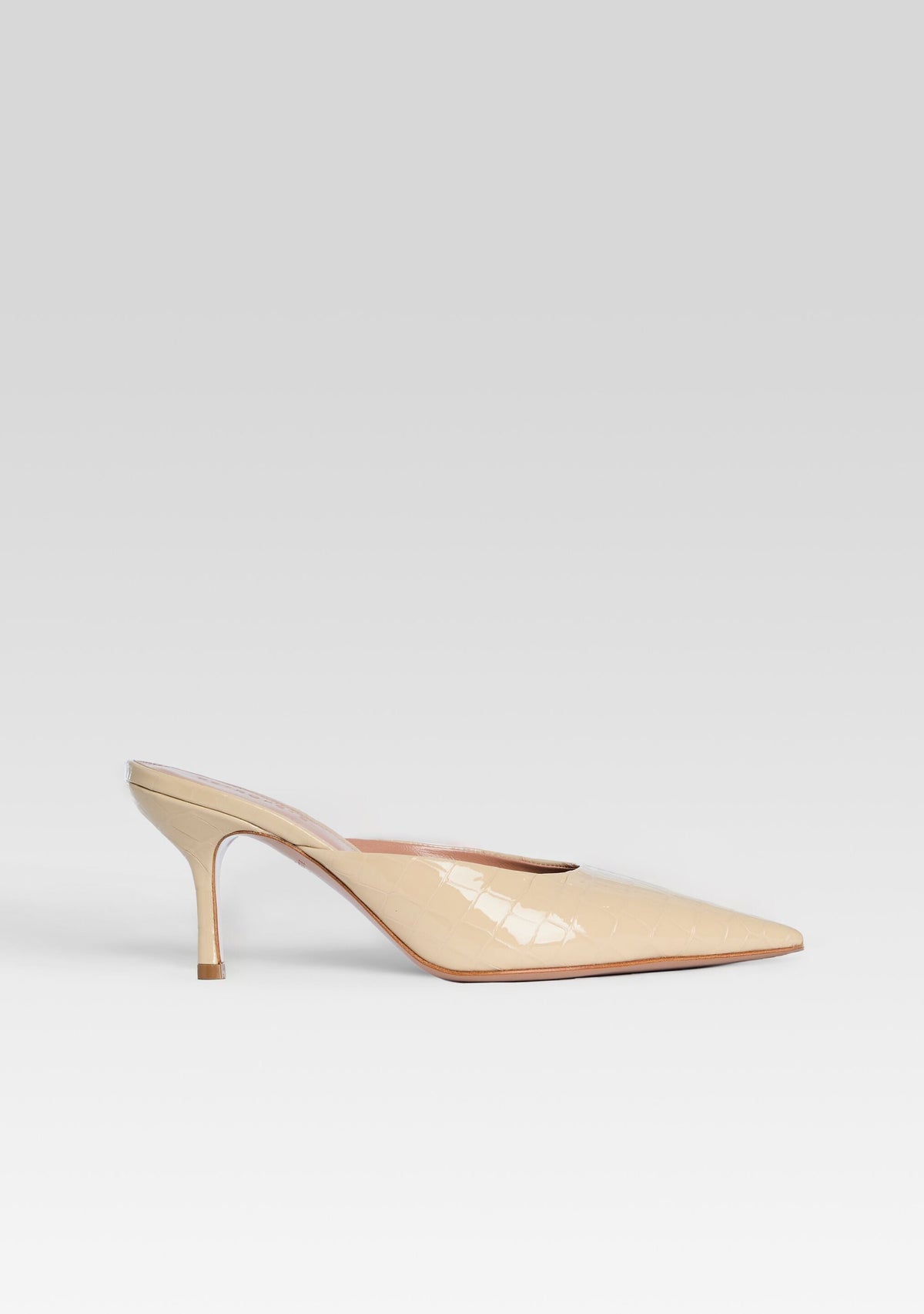Francesca Leather Kitten Mule by retrofête in Latte Croco, product image 1