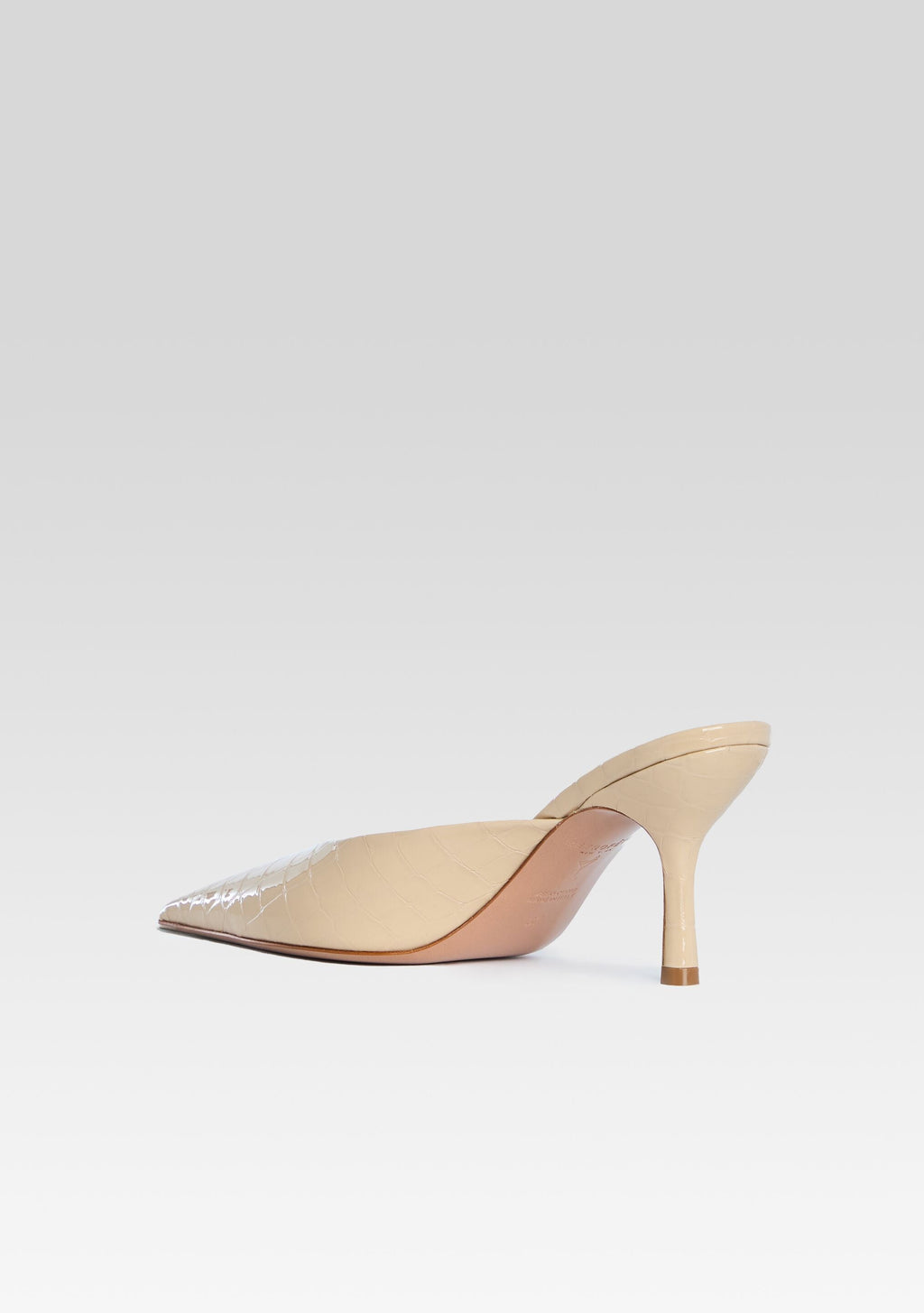 Francesca Leather Kitten Mule by retrofête in Latte Croco, product image 3