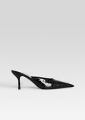 Francesca Leather Kitten Mule by retrofête in Black Croco, product image 1