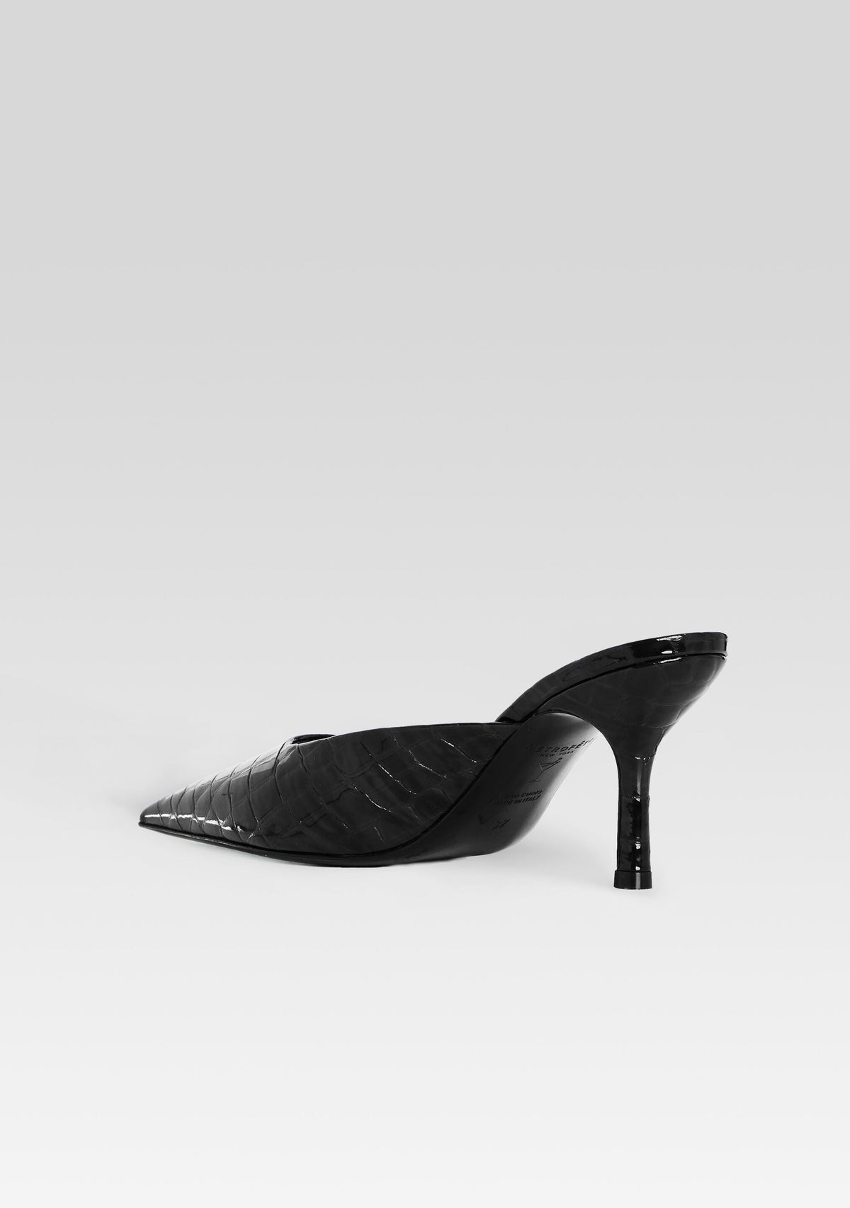 Francesca Leather Kitten Mule by retrofête in Black Croco, product image 5