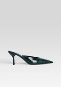 Francesca Leather Kitten Mule by retrofête in Pine Croco, product image 1