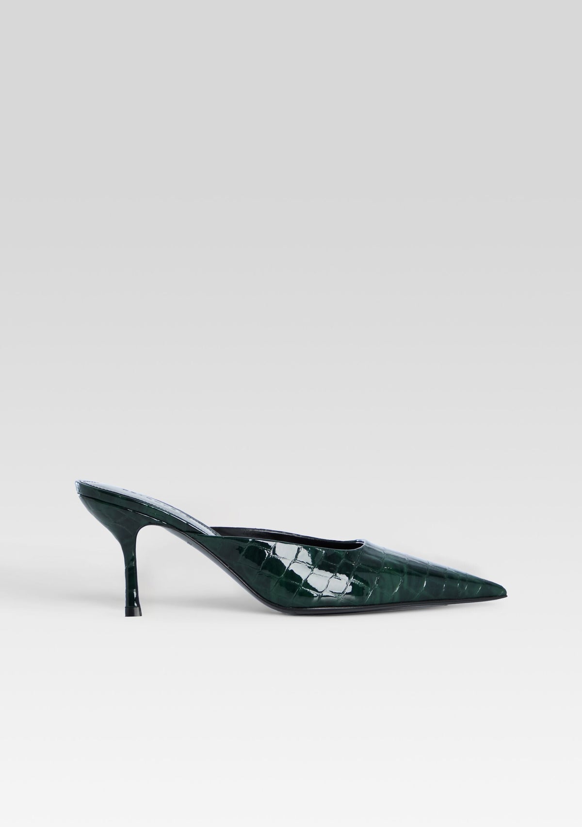 Francesca Leather Kitten Mule by retrofête in Pine Croco, product image 1