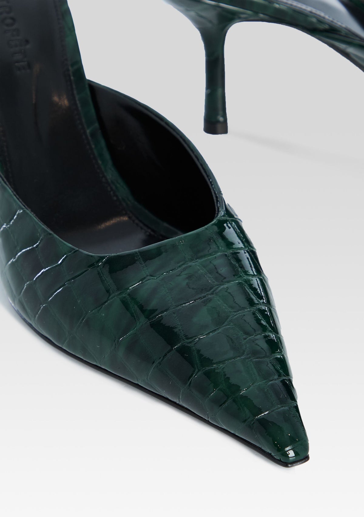 Francesca Leather Kitten Mule by retrofête in Pine Croco, product image 3