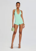 Kath Rib Knit Romper by retrofête in Mint, product image 1