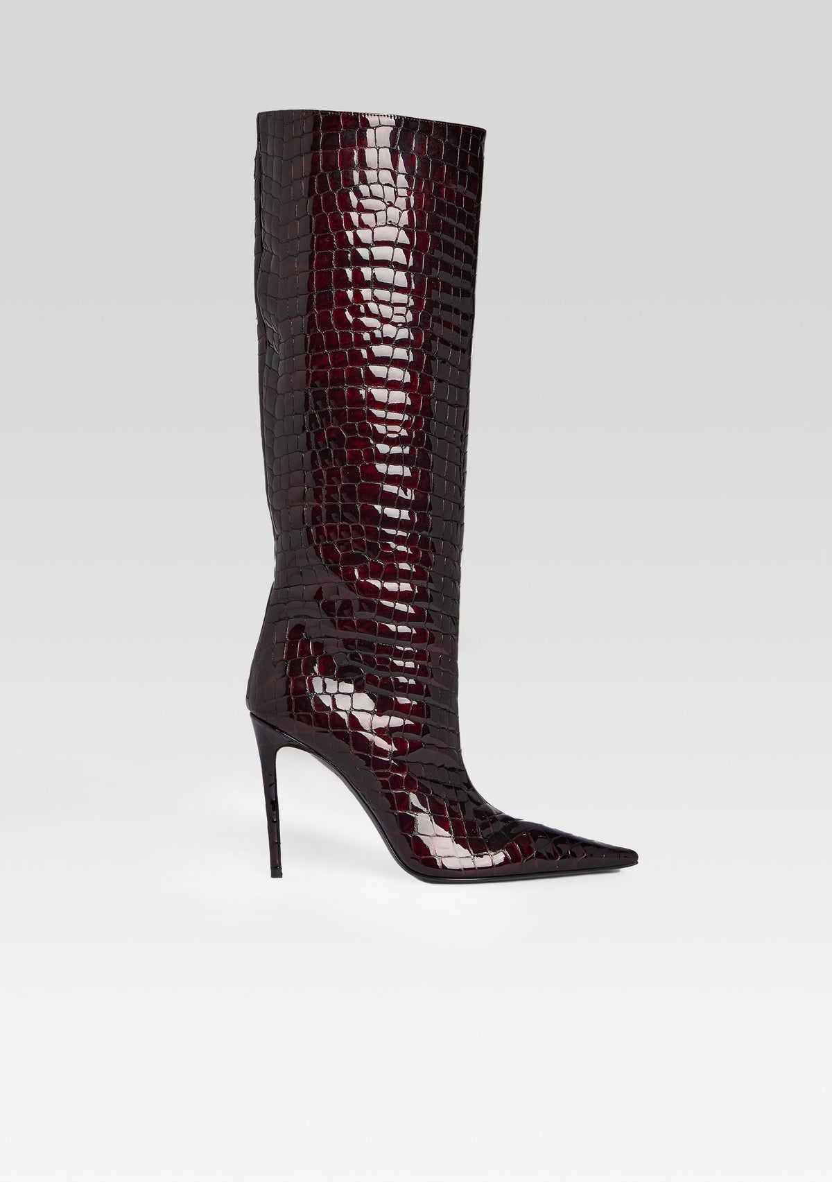 Lyra Leather Boot by retrofête in Burgundy Croco, product image 1