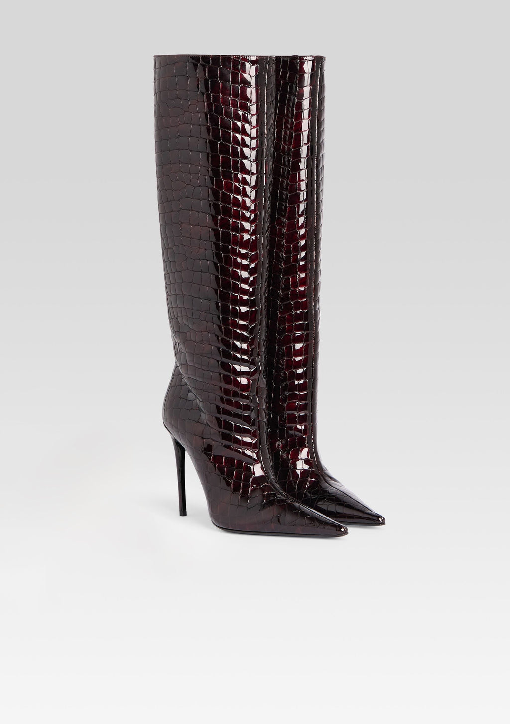 Lyra Leather Boot by retrofête in Burgundy Croco, product image 3