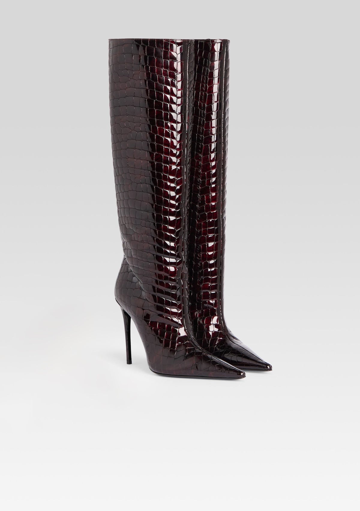 Lyra Leather Boot by retrofête in Burgundy Croco, product image 3