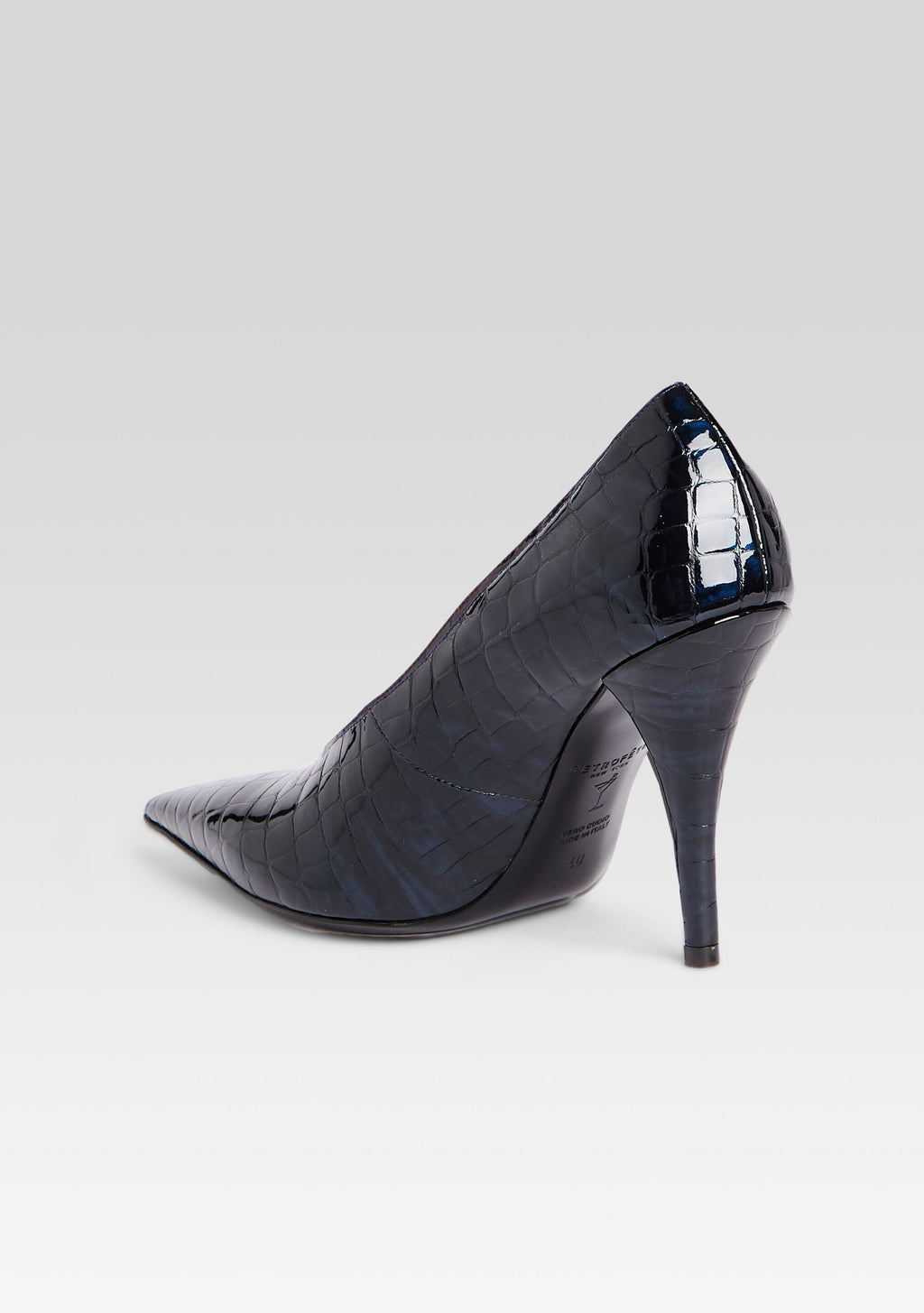 Maureen Leather Pump by retrofête in Navy Croco, product image 5