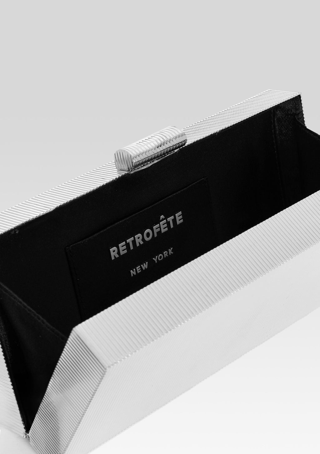 Milo Clutch by retrofête in Silver Metal, product image 3