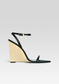 Nelly Wedge by retrofête in Black w/Gold Wedge, product image 1