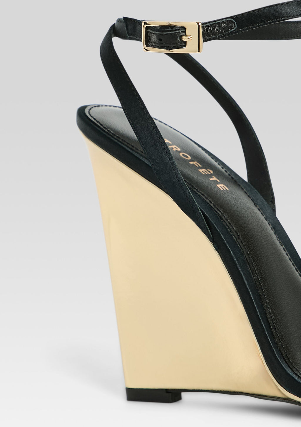 Nelly Wedge by retrofête in Black w/Gold Wedge, product image 3