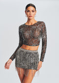 Bessie Sequin Top by retrofête in Silver/Black, product image 1