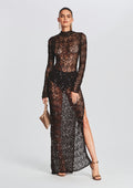 Alexa Sequin Open Crochet Dress by retrofête in Coffee Bean, product image 1