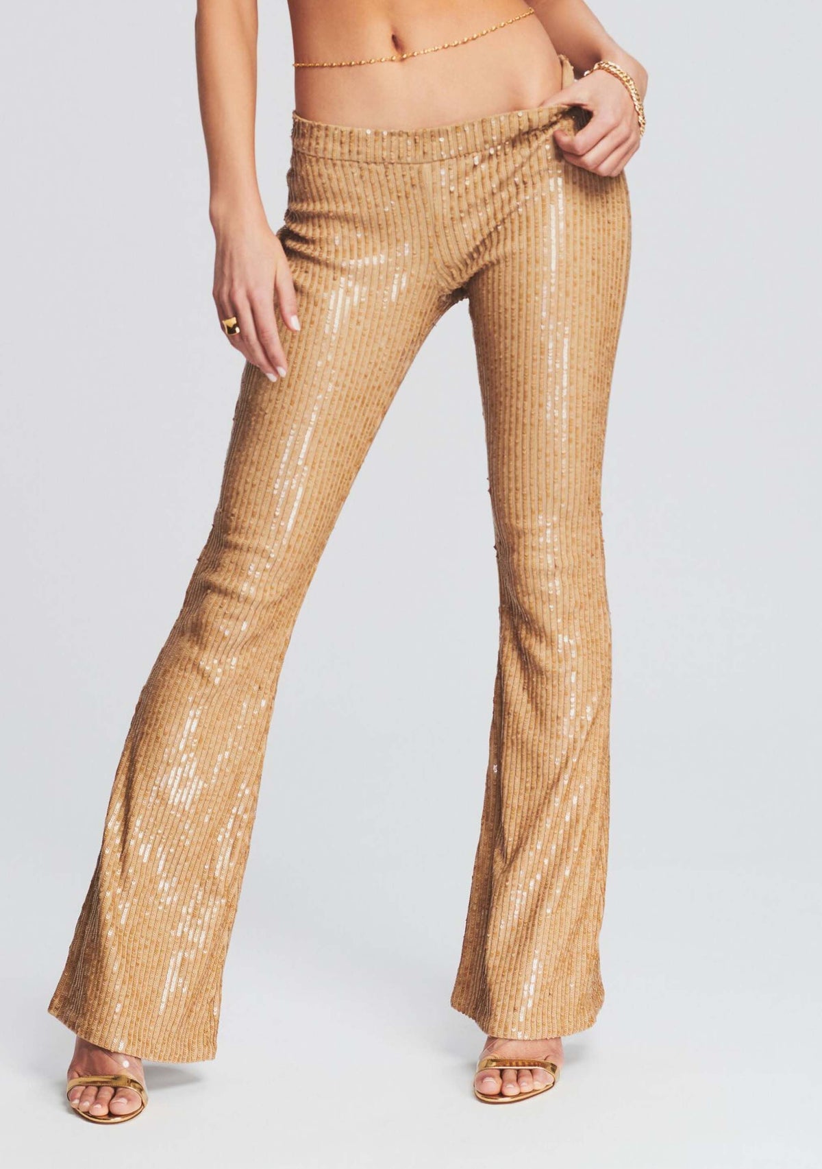 Julien Sequin Knit Pant by retrofête in Nude, product image 1