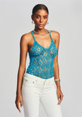 Molly Sequin Crochet Top by retrofête in Blue Atoll, product image 1