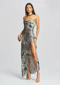 Acadia Silk Dress by retrofête in Black Acid Denim, product image 1