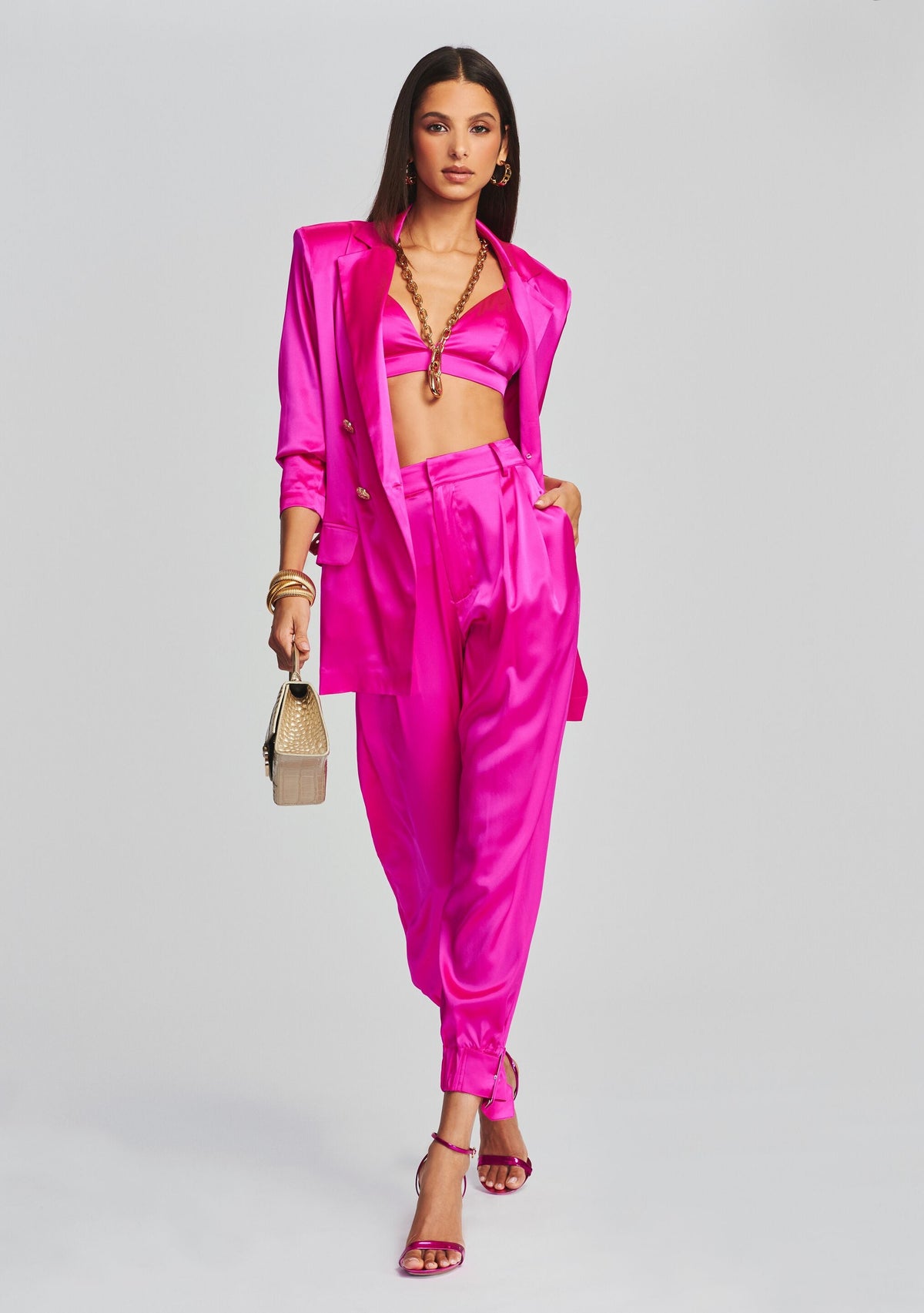 Iris Silk Bralette by SEROYA in Neon Pink, product image 2