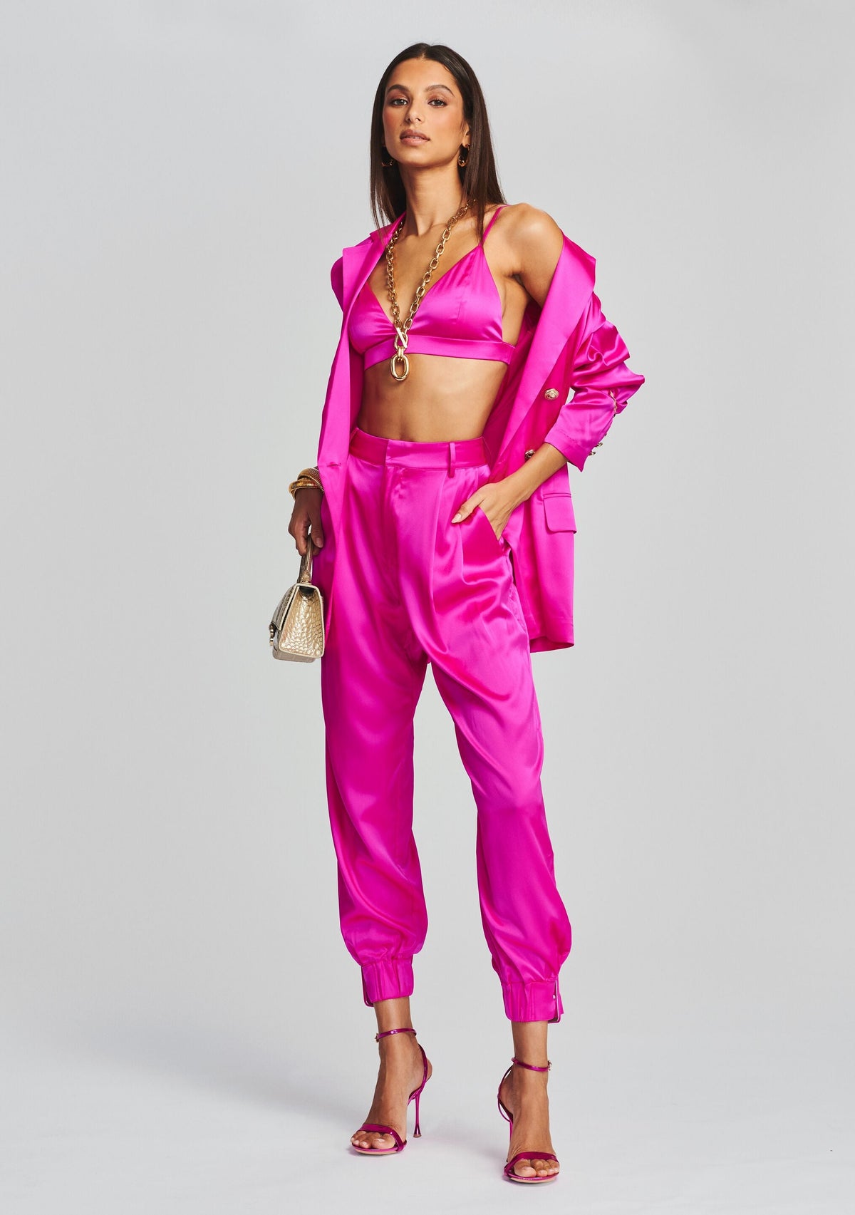 Iris Silk Bralette by SEROYA in Neon Pink, product image 3