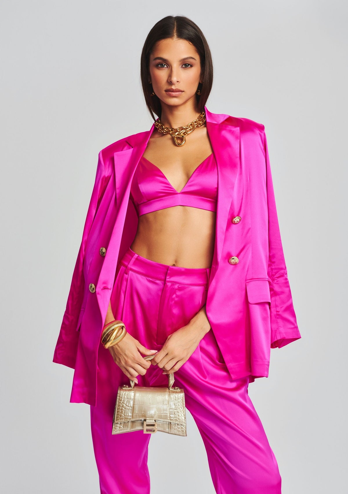 Iris Silk Bralette by SEROYA in Neon Pink, product image 4
