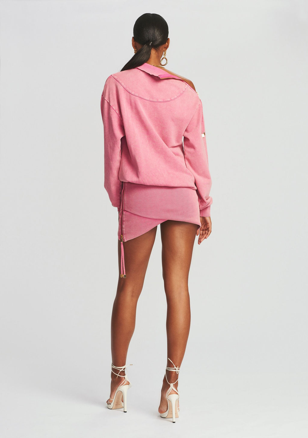 Charlotte Terry Sweatshirt Dress by retrofête in Flamingo Pink, product image 4