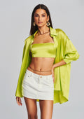 Bec Silk Top by retrofête in Neon Yellow, product image 1
