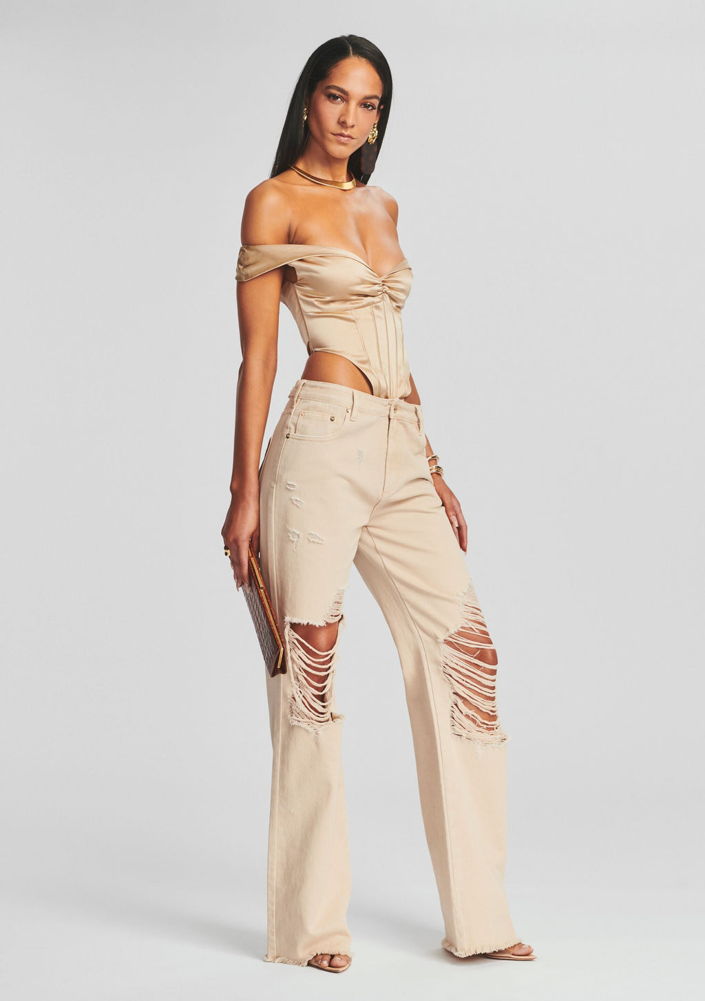Rozik Silk Bodysuit by retrofête in Nude, product image 3