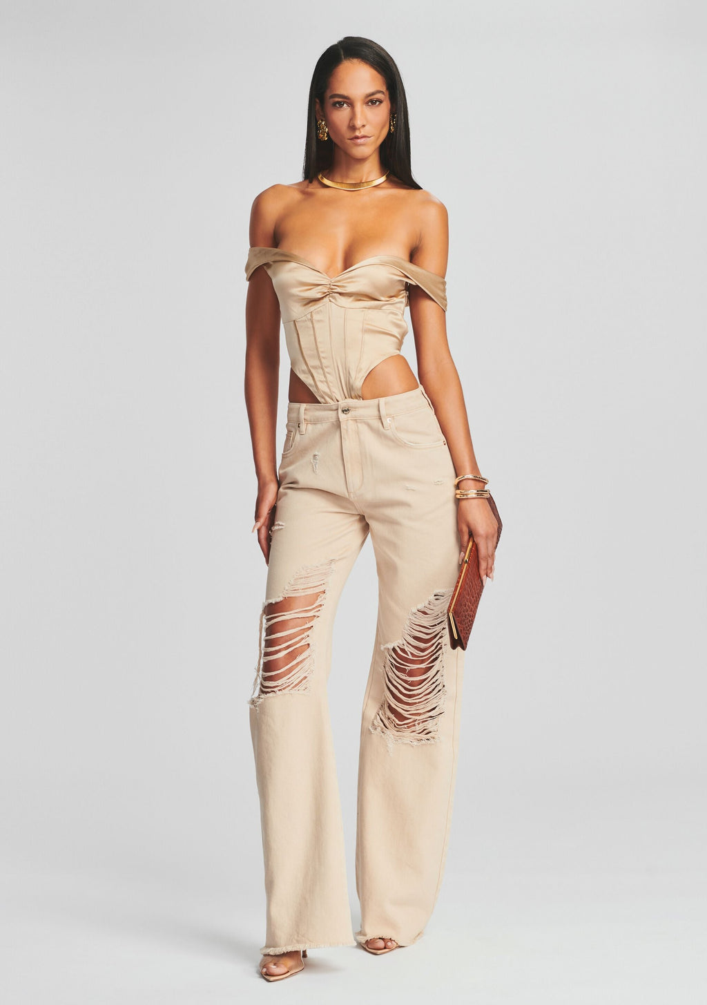 Rozik Silk Bodysuit by retrofête in Nude, product image 2
