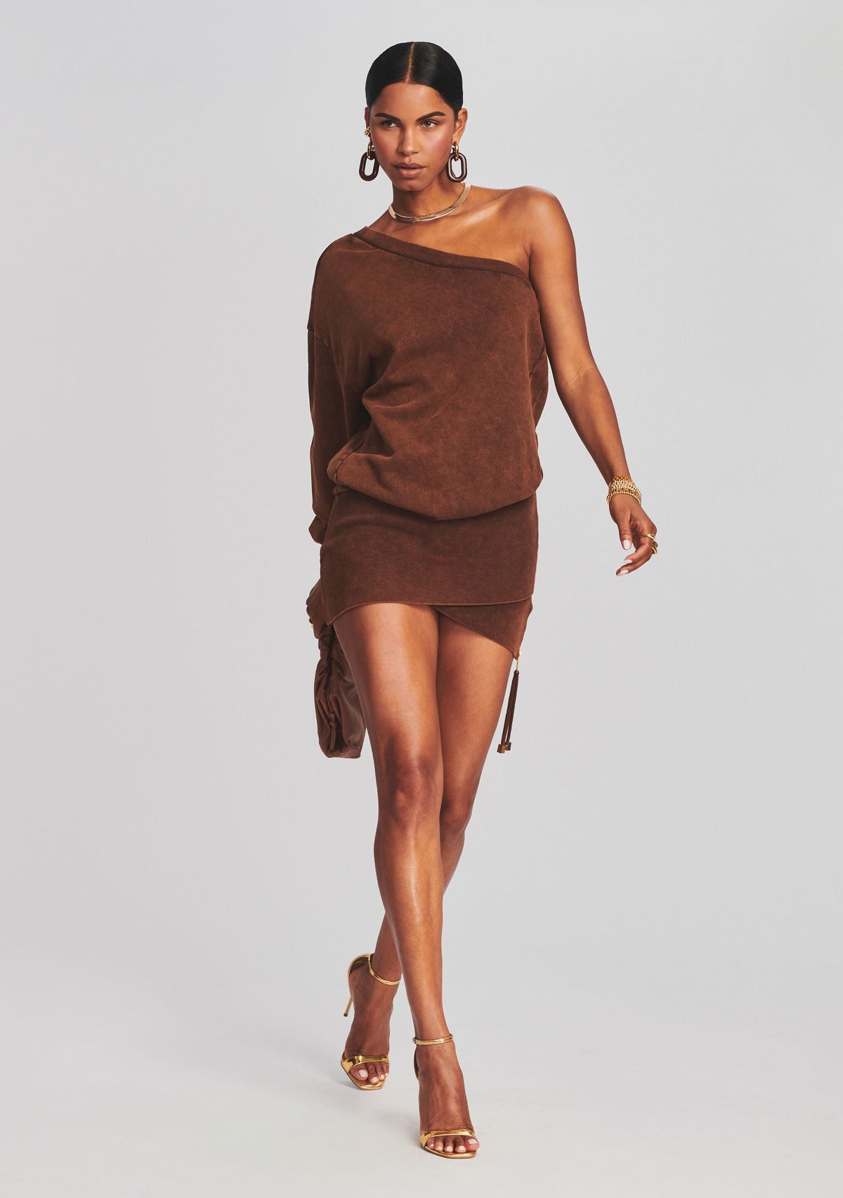 Helana Terry Sweatshirt Dress by retrofête in Cognac, product image 5