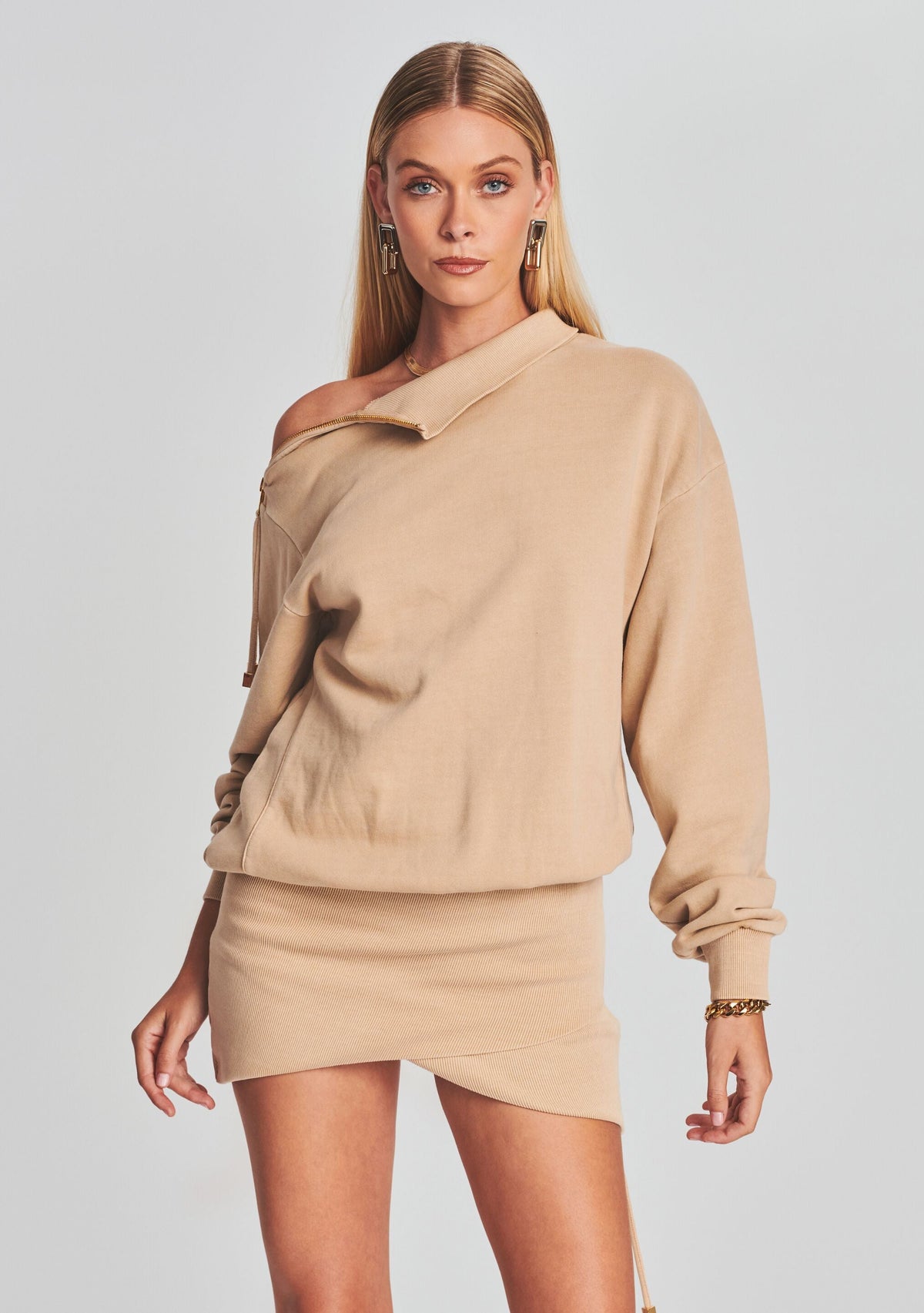 Charlotte Terry Sweatshirt Dress by retrofête in Hummus, product image 2