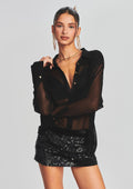 Ramona Silk Chiffon Shirt by retrofête in Black, product image 1