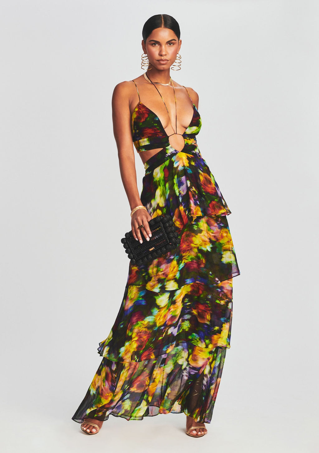 Paulina Silk Chiffon Dress by retrofête in Electric Floral, product image 1