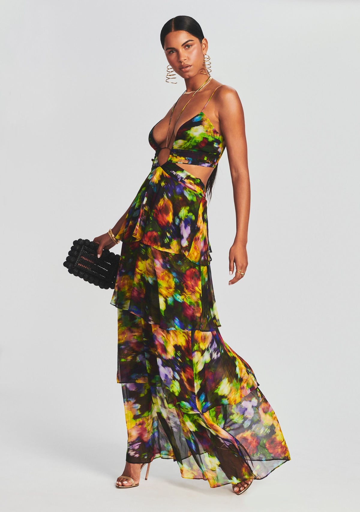 Paulina Silk Chiffon Dress by retrofête in Electric Floral, product image 3